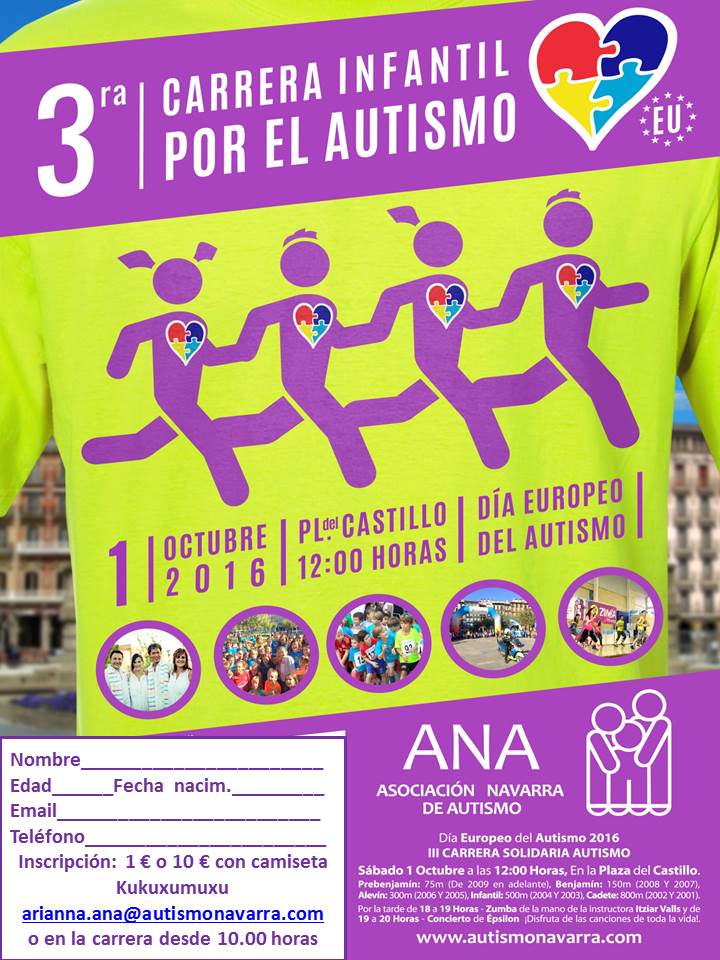 III Carrera Solidaria por el Autismo (1 de octubre en la Plaza del Castillo)